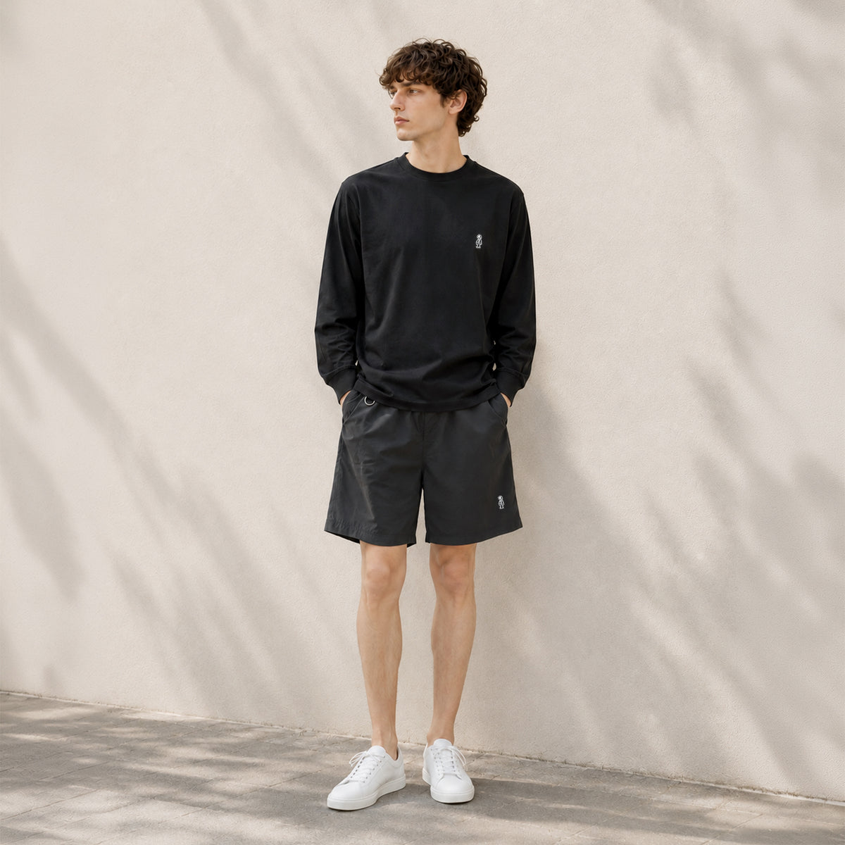ファインコットン アウター ロングスリーブTシャツ #WHITE