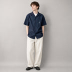 Open Collar Twill Shirt #NAVY