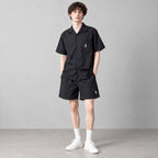 Open Collar Twill Shirt #BLACK