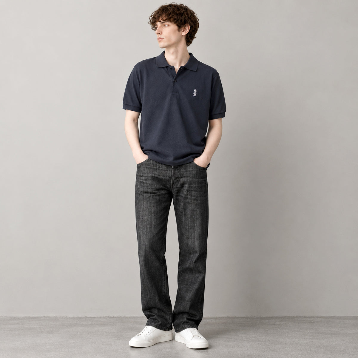 ファインコットン ポロシャツ #NAVY
