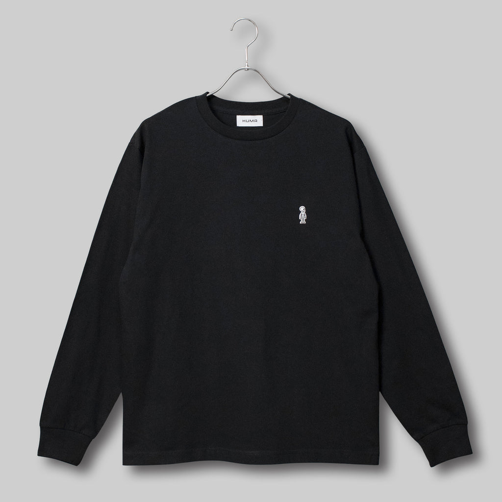 Fine Cotton Outer Long Sleeve T-Shirt #BLACK