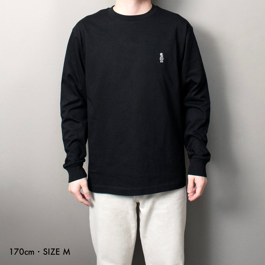 Fine Cotton Outer Long Sleeve T-Shirt #BLACK