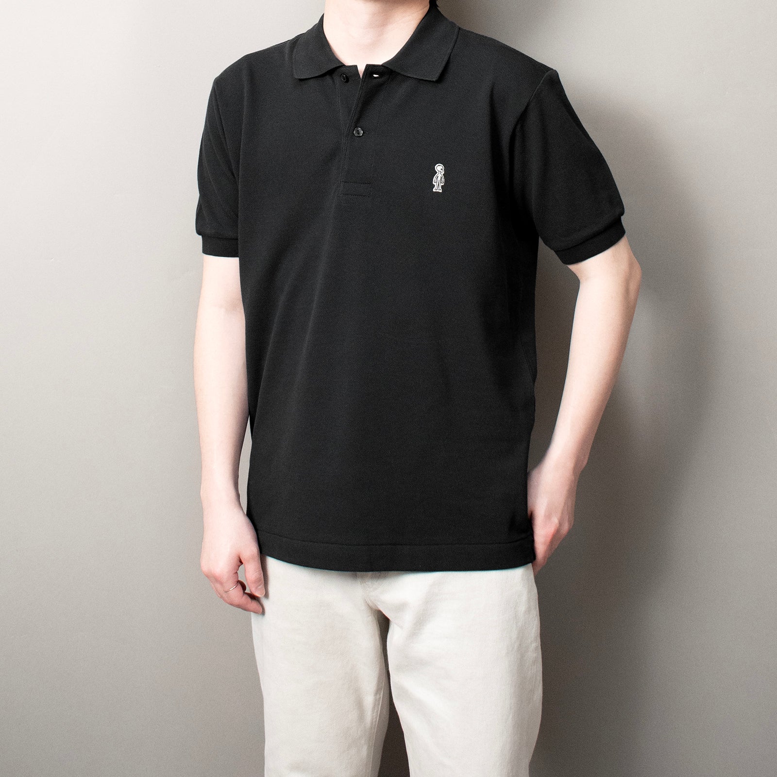 Fine Cotton Polo Shirt #BLACK