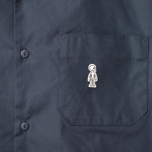 Open Collar Twill Shirt #NAVY