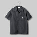 Open Collar Twill Shirt #BLACK
