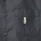 Open Collar Twill Shirt #BLACK