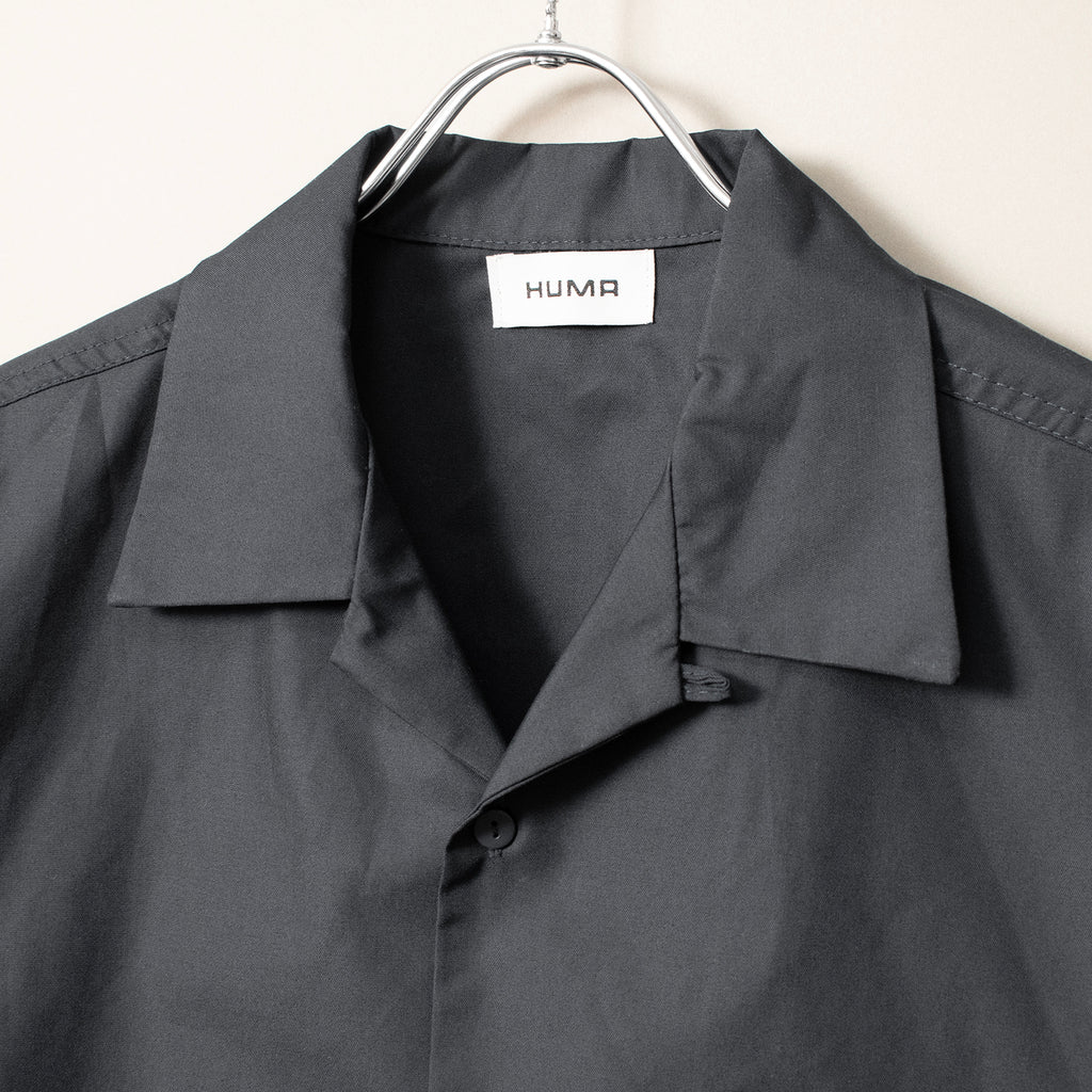 Open Collar Twill Shirt #BLACK