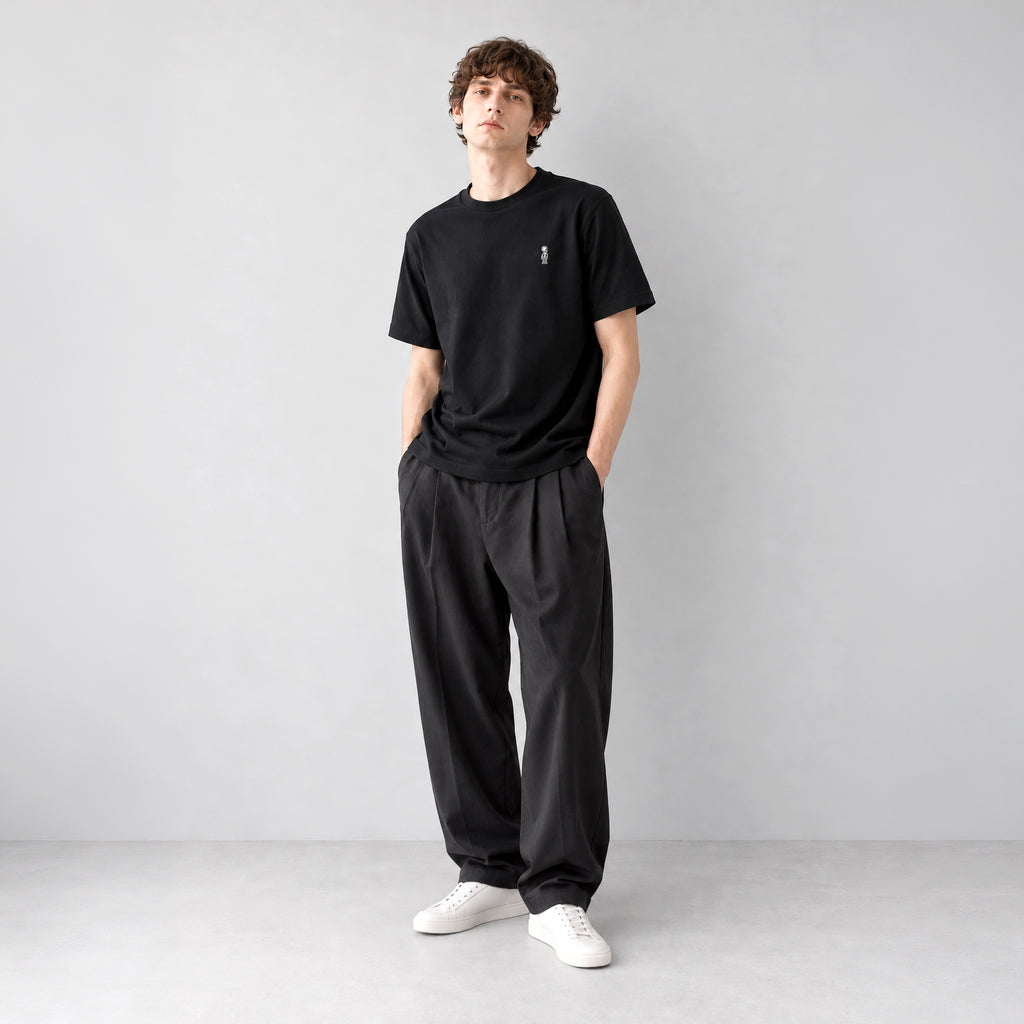 Fine Cotton Outer T-Shirt #BLACK