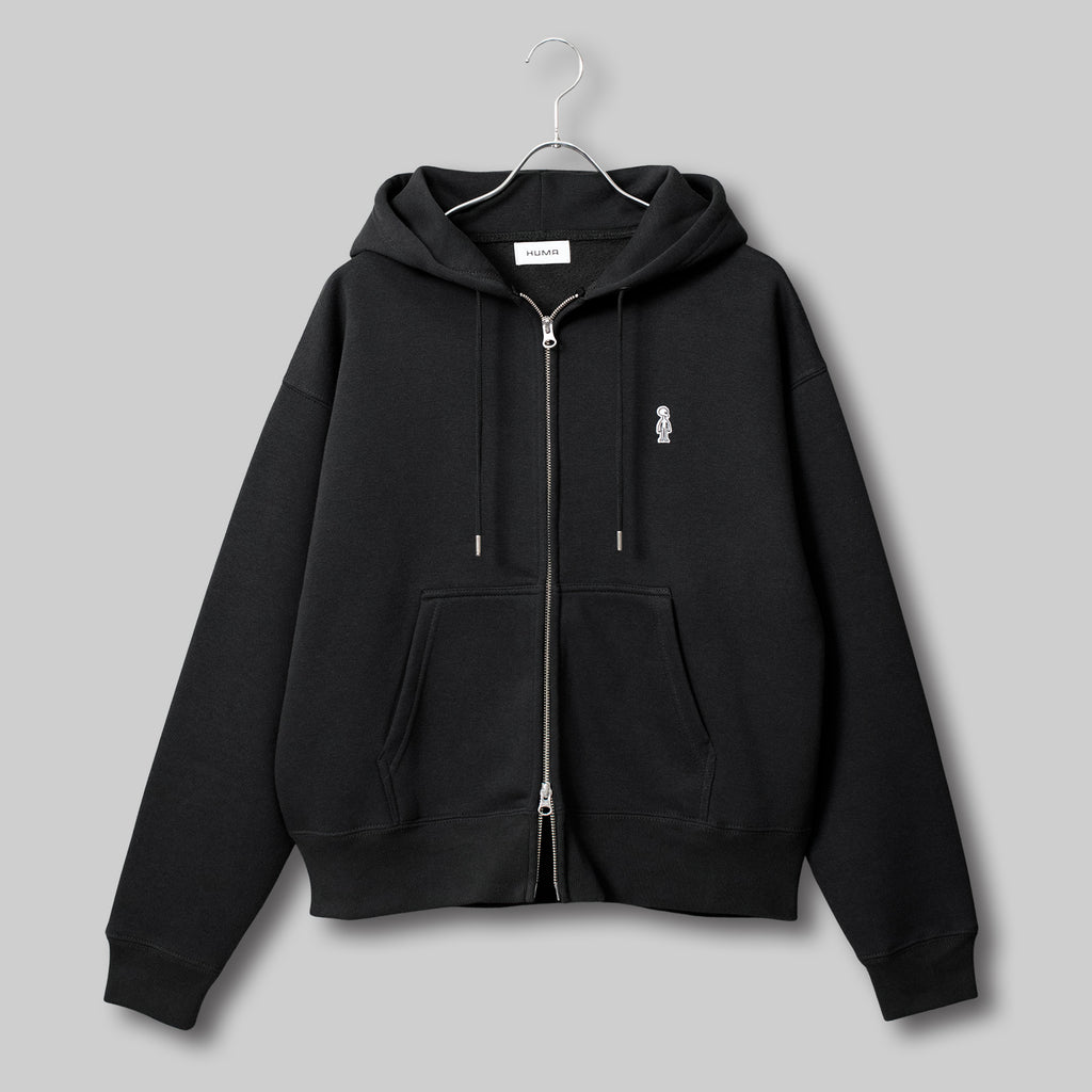 Two-Way Zip Boxy Hoodie #CHARCOAL