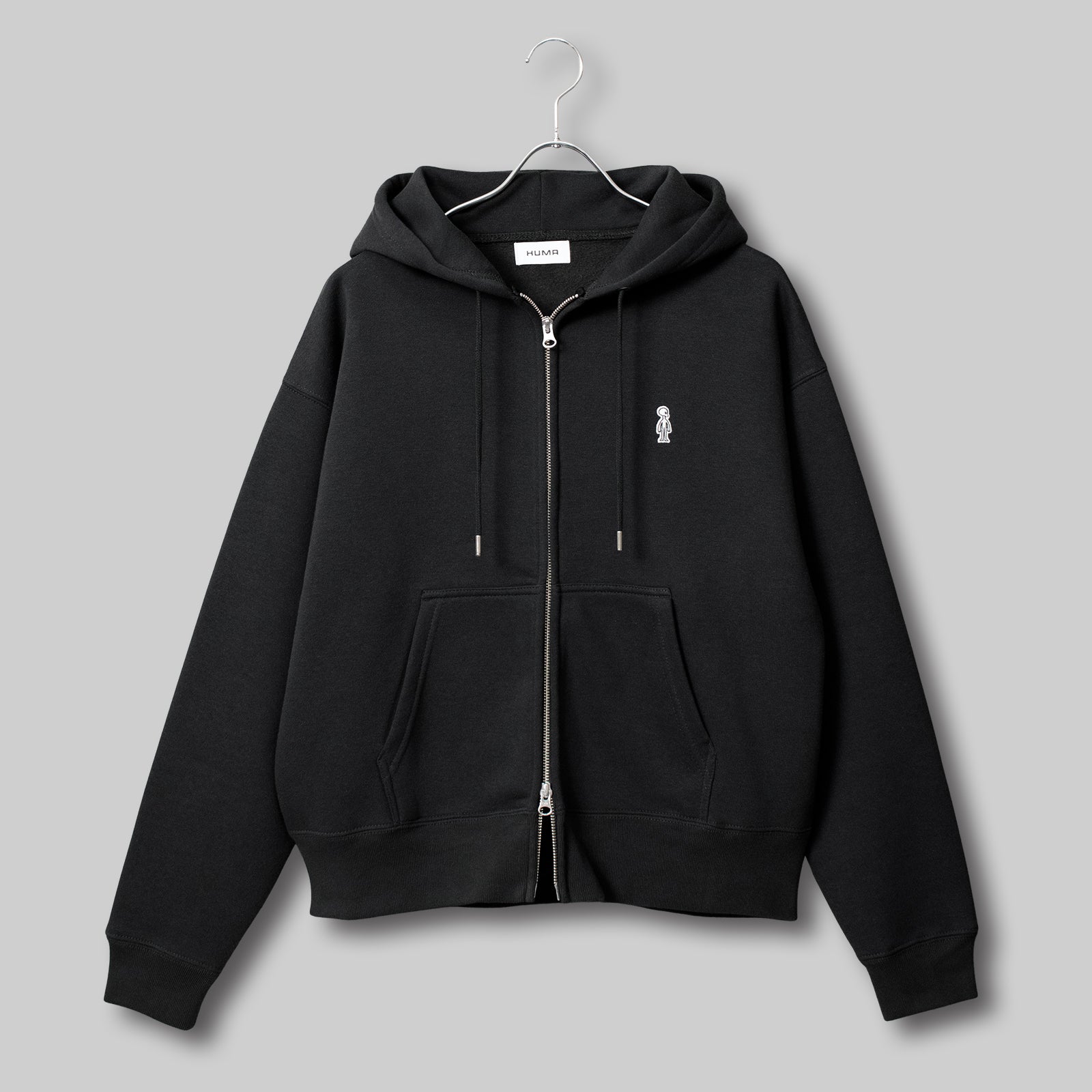 ダブルジップ ボクシーパーカー #BLACK