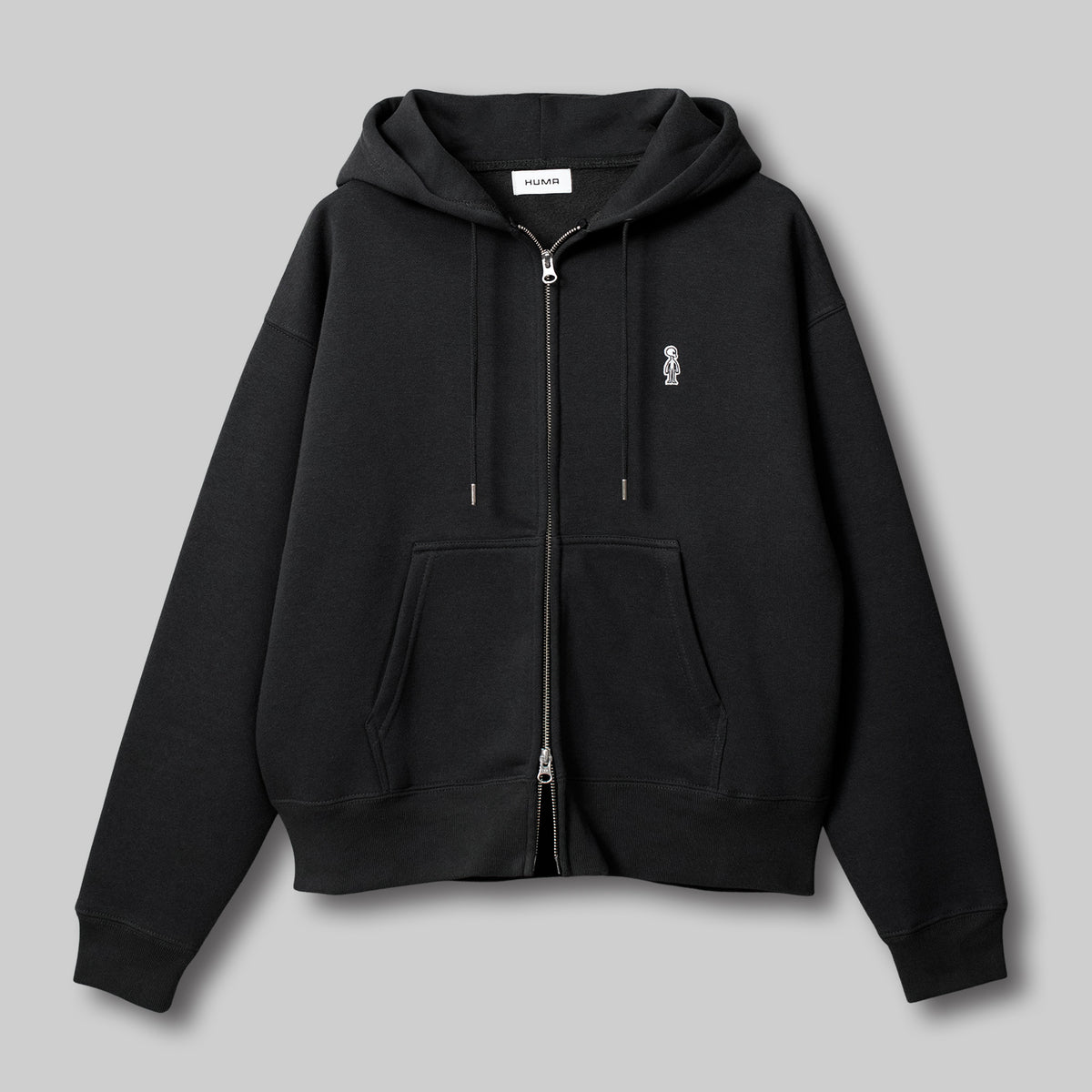 ダブルジップ ボクシーパーカー #BLACK