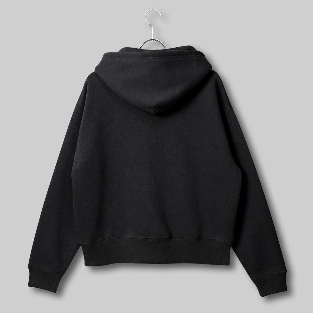 Two-Way Zip Boxy Hoodie #CHARCOAL