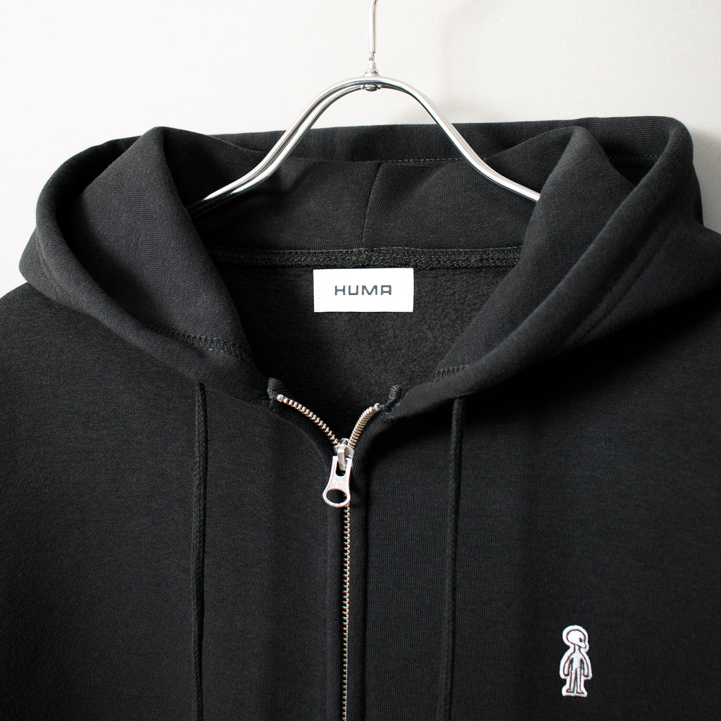 Two-Way Zip Boxy Hoodie #CHARCOAL