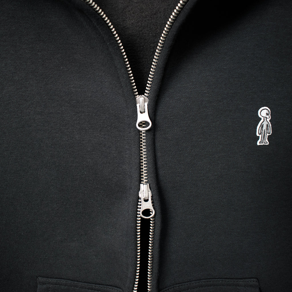 Two-Way Zip Boxy Hoodie #CHARCOAL