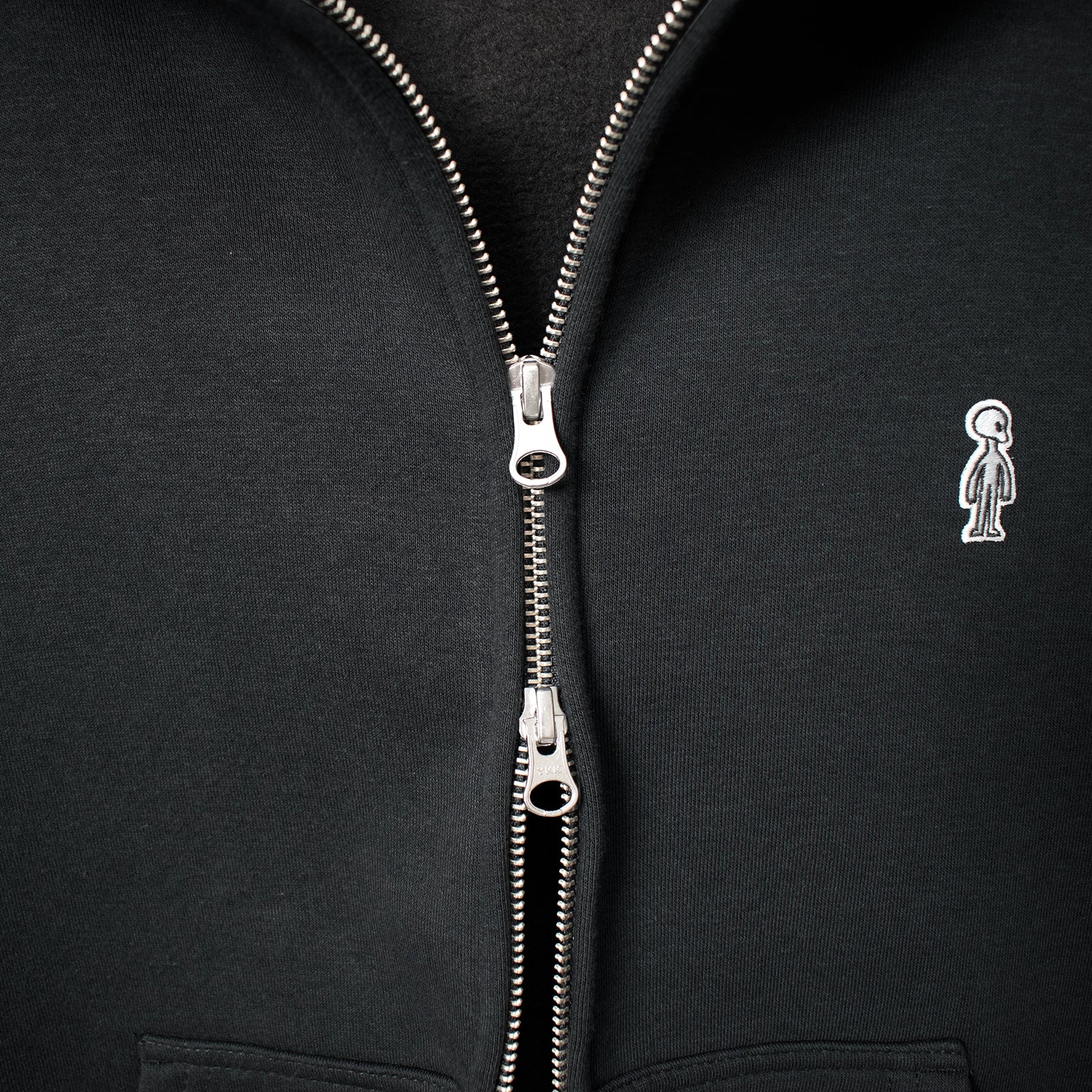 Two-Way Zip Boxy Hoodie #CHARCOAL
