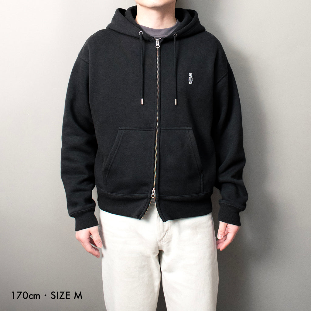 Two-Way Zip Boxy Hoodie #CHARCOAL