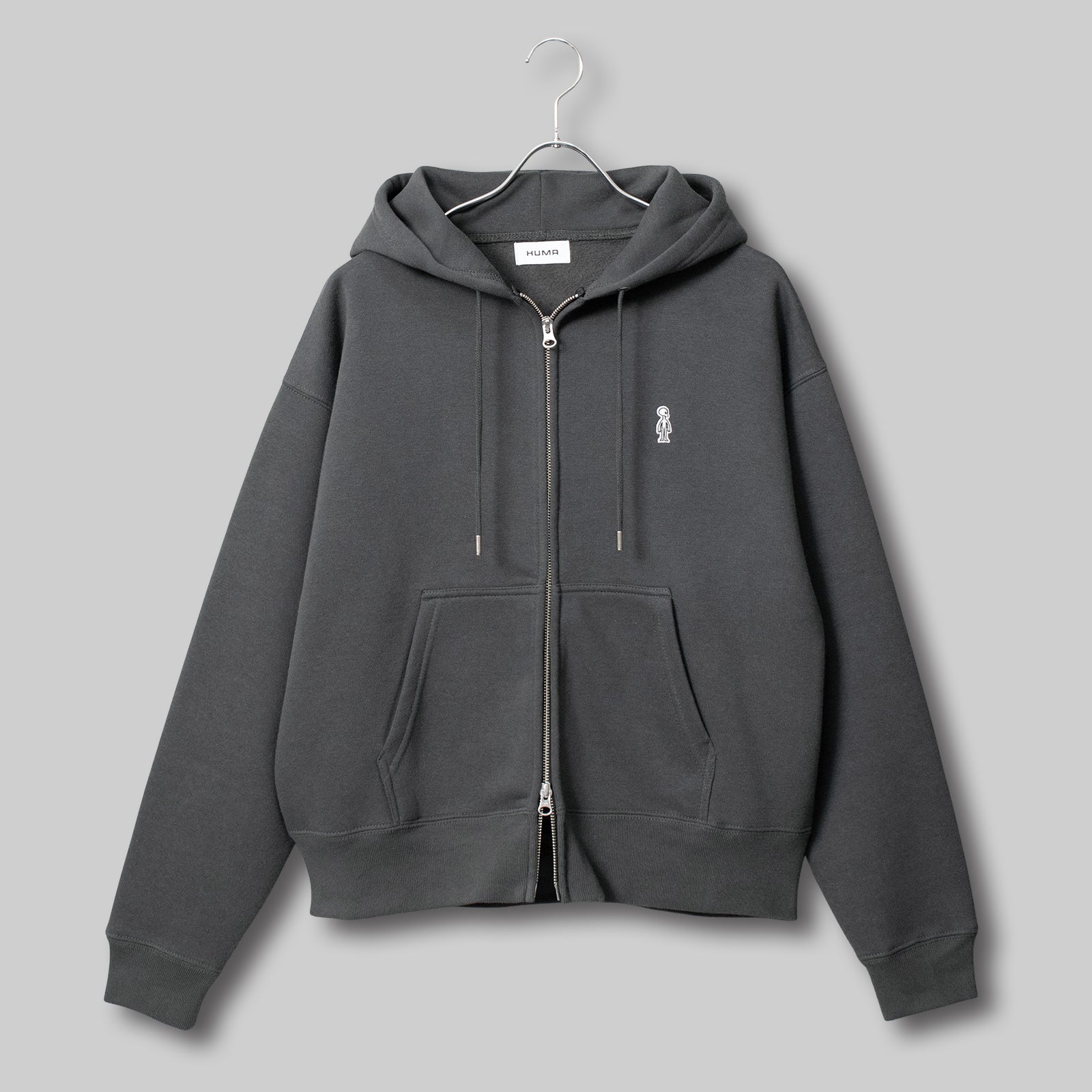 ダブルジップ ボクシーパーカー #CHARCOAL
