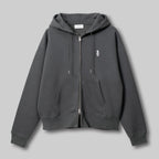 Two-Way Zip Boxy Hoodie #CHARCOAL