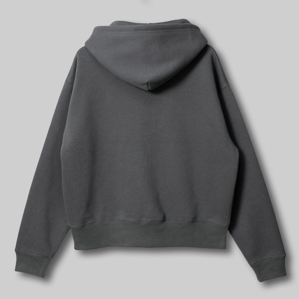 Two-Way Zip Boxy Hoodie #CHARCOAL
