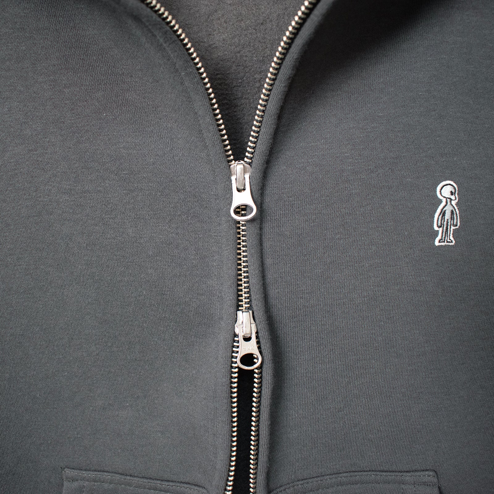 Two-Way Zip Boxy Hoodie #CHARCOAL