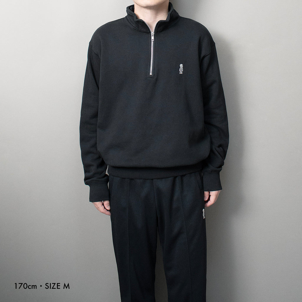 フレンチテリーハーフジップスウェットシャツ #BLACK