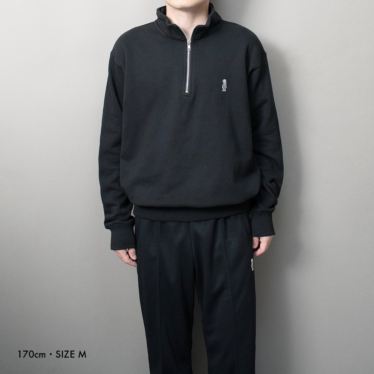 フレンチテリーハーフジップスウェットシャツ #BLACK