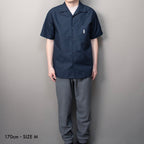 Open Collar Twill Shirt #BLACK