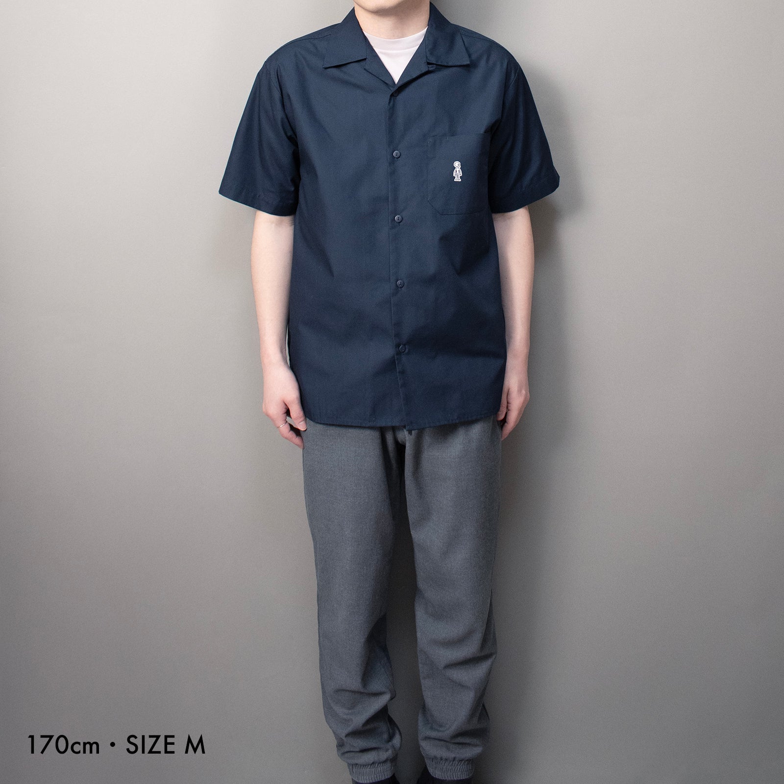 Open Collar Twill Shirt #BLACK