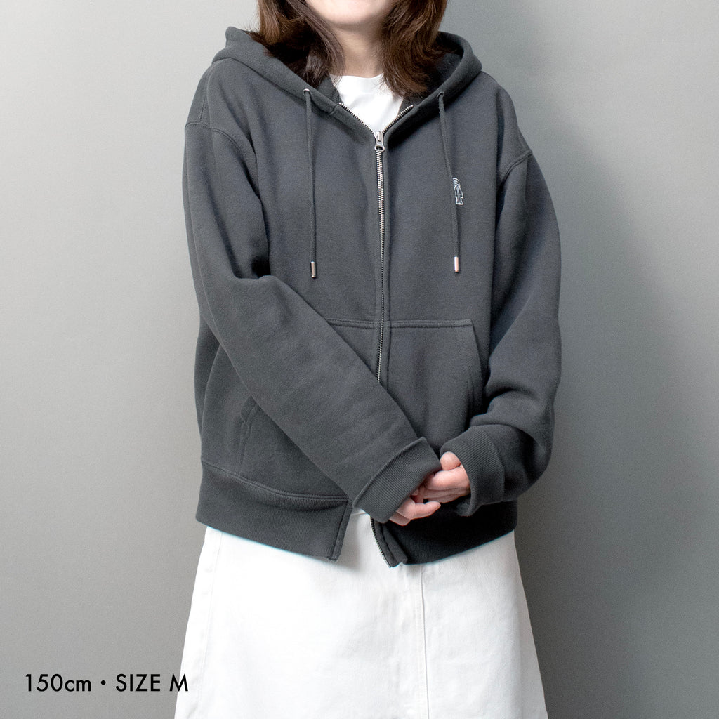 Two-Way Zip Boxy Hoodie #CHARCOAL